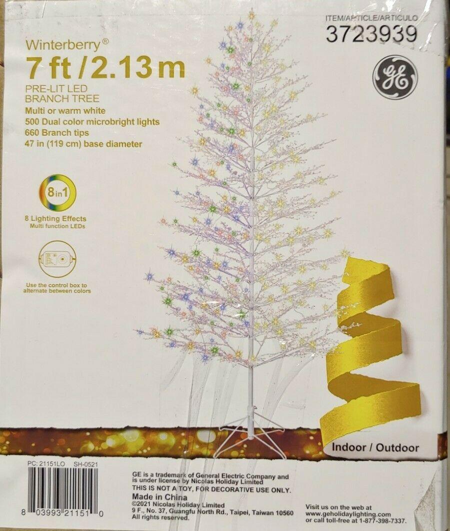 - 7' Ft Winterberry White Pre-Lit Christmas Holiday Tree  (No Box)