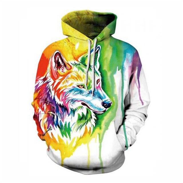 3d Hoodies Men Animal Pattern Printed Wolf Sweatshirt