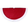 72" Red and White Quilted Christmas Tree Skirt with Faux Fur Trim