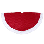 72" Red and White Quilted Christmas Tree Skirt with Faux Fur Trim