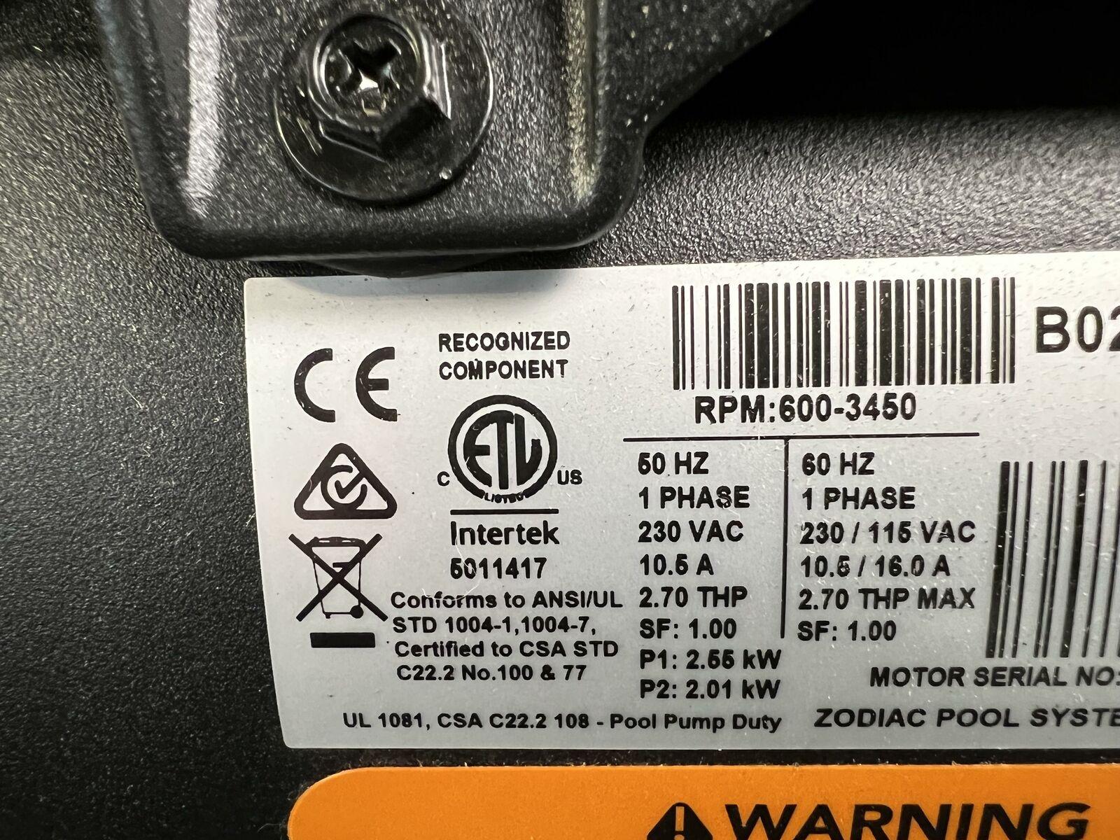 jandy vsshp270dv2a 115/230v 50/60hz variable speed pump new open box