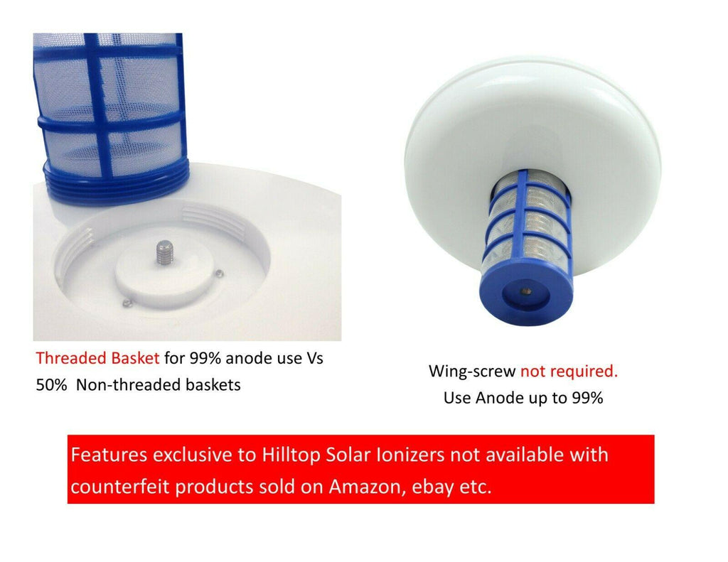 solar powered pool ionizer | led on/off | kills algae | covers up to 35,000 gal