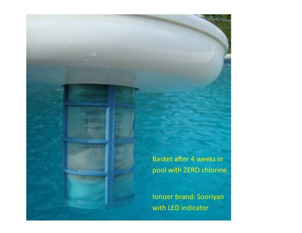 solar powered pool ionizer | led on/off | kills algae | covers up to 35,000 gal