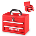Portable Mini Metal Tool Box with 2 Drawers | Metal Tool Chest, Ball Bearing Slides, Top Storage, Latch Handle, PVC Drawer Liners, PP Feet Pads