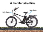 SOHOO 48V500W13Ah 26" Adult Step-Over Beach Cruiser Electric Bicycle (Fit 5Ft3in to 6Ft8in) (Black)
