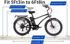 SOHOO 48V500W13Ah 26" Adult Step-Over Beach Cruiser Electric Bicycle (Fit 5Ft3in to 6Ft8in) (Black)