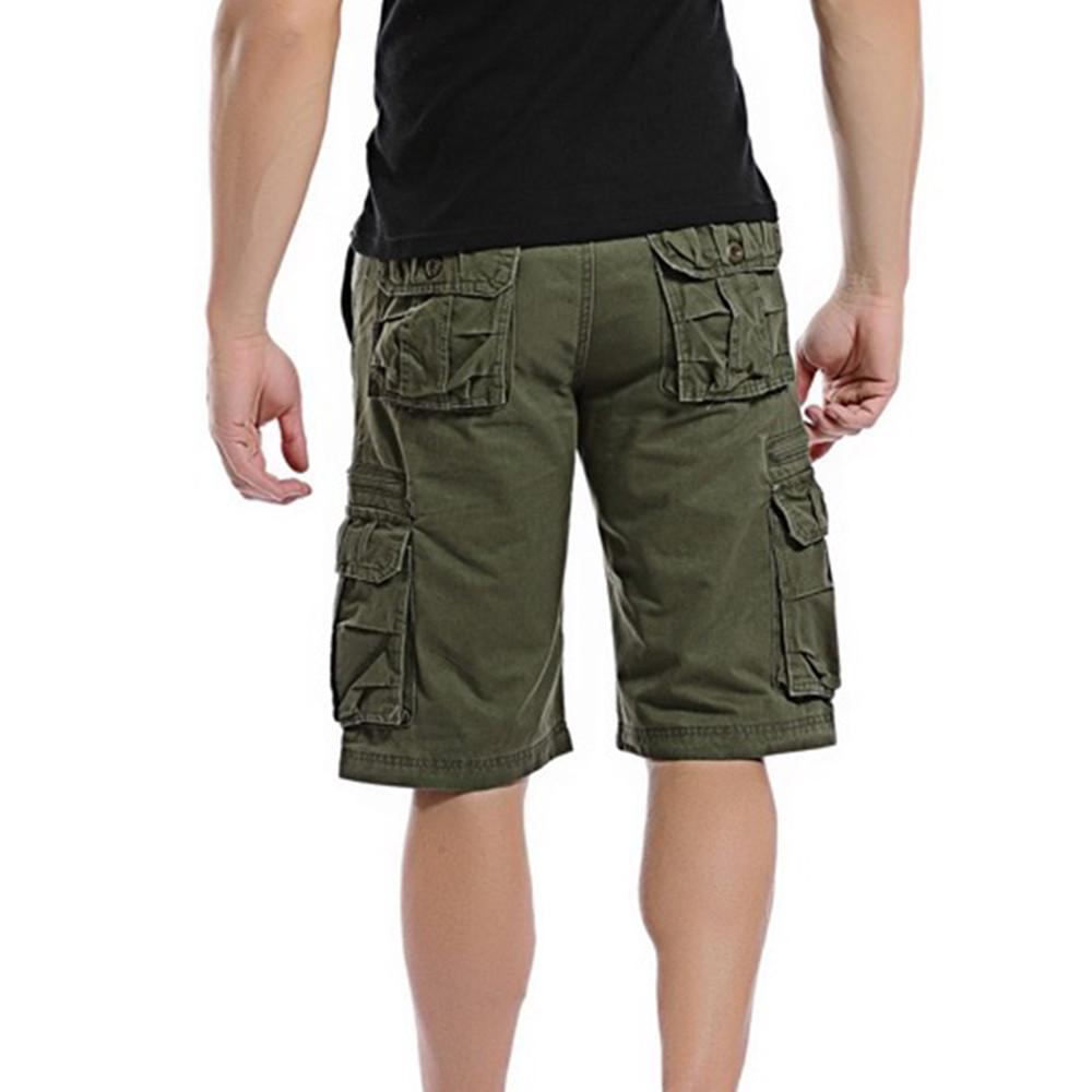 New Men Plaid Pockets Cargo Short Casual Pants