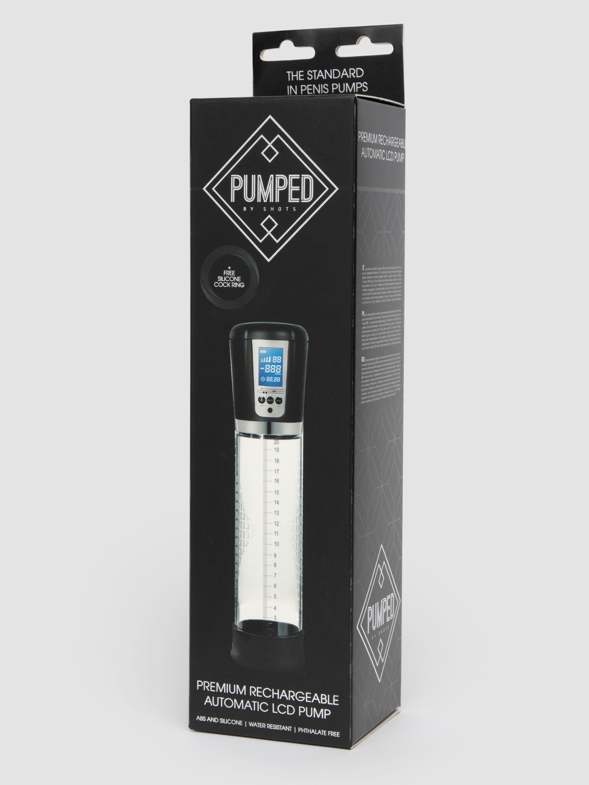 Pumped Premium Rechargeable Automatic LCD Penis Pump, Clear