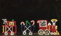 Queens of Christmas Animated 3 Car Train LED Ground Mount, 8', Blue, Green, Red, Yellow, and White