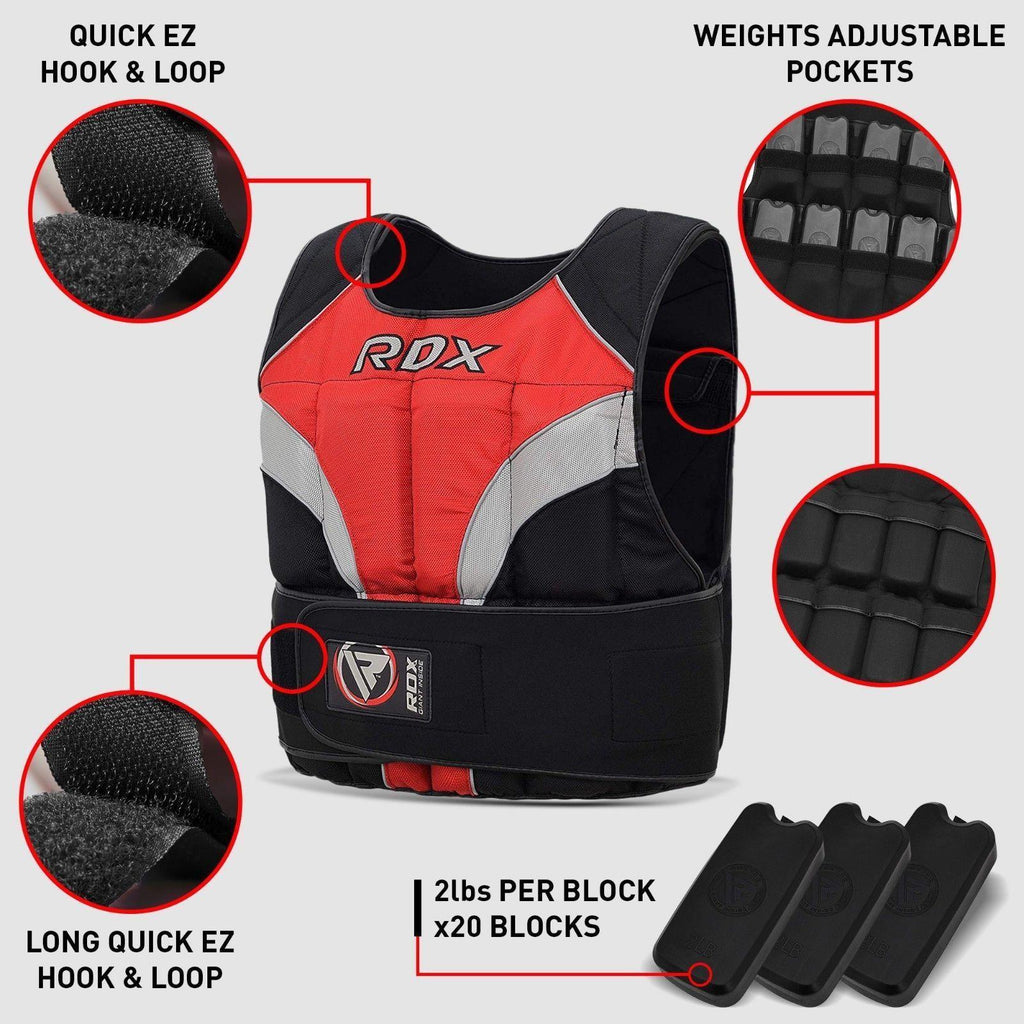 RDX 40LBS Weighted Weight Vest With 20 Removable 2lbs Weights Strength Training