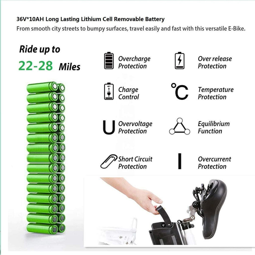 26" City Electric Bicycle Assisted Bicycle for Men with Removable 36V 10A LarCapacity Lithium Battery Ebike and Charger