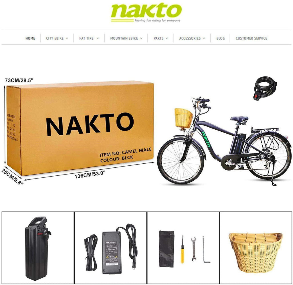 26" City Electric Bicycle Assisted Bicycle for Men with Removable 36V 10A LarCapacity Lithium Battery Ebike and Charger