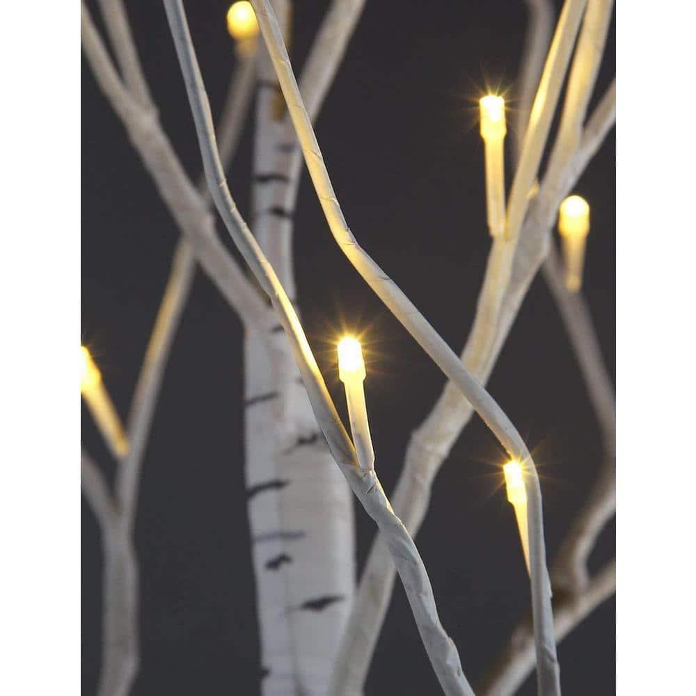 4 ft., 6 ft., 8 ft. Pre-Lit Birch Tree Warm White, Artificial Christmas Tree for Festival, Party,&amp;Christmas Decoration