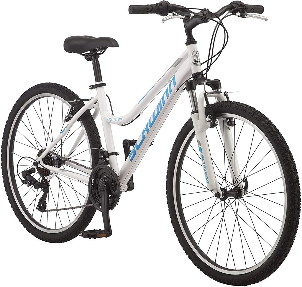 Schwinn High Timber Youth/Adult Mountain Bike, Steel Frame, 26-Inch Wheels, 21 Speed, White/Blue
