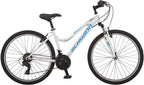 Schwinn High Timber Youth/Adult Mountain Bike, Steel Frame, 26-Inch Wheels, 21 Speed, White/Blue