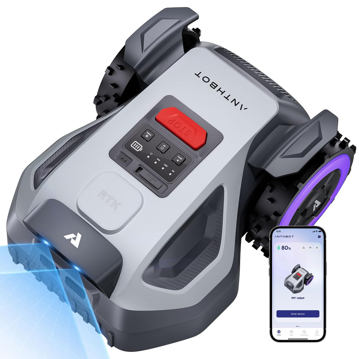 M9 Robot Lawn Mower 1/4 Acre, Dual Vision+Full-Band RTK Robotic Lawnmower, No Perimeter Wire, App Control Obstacle Avoidance, 45% Slope, Cutting Height, Multi-Zone Mapping