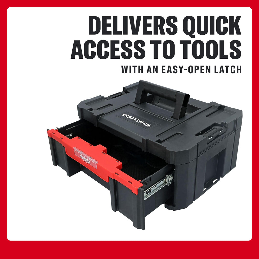 VERSASTACK Tool Box, 16.9 In. Single Deep Drawer Plastic Tool Box Organizer, Heavy Duty 16.5 Lb. Load Capacity (CMST17803)