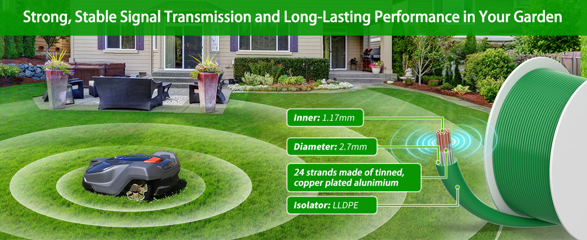100m/328ft Universal Lawnmower Boundary Wire Contains 50x Lawn Pegs+10x Wire Connectors+9X ium Blades Robotic Lawnmower Wire Compatible with //Worx