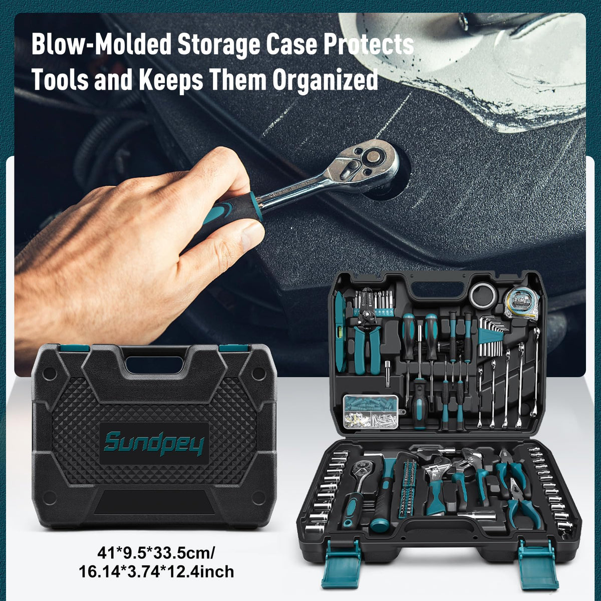 Home Tool Kit 281-PCs - Portable Complete Basic Repair General Hand Tool Sets for Men Women - Full Tool Set with Socket Wrench Set & Screwdriver Set & Metric Hex Key & Pliers & Tool Box Case