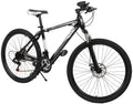 Mountain Bike for Adult and Teens, 21 Speed MTB Bike Carbon Steel Frame 24 Inches Wheels Outroad Bikes Double-Kill Disc Brake System (Black/White, 24 Inch Wheels)