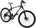 Mountain Bike for Adult and Teens, 21 Speed MTB Bike Carbon Steel Frame 24 Inches Wheels Outroad Bikes Double-Kill Disc Brake System (Black/White, 24 Inch Wheels)