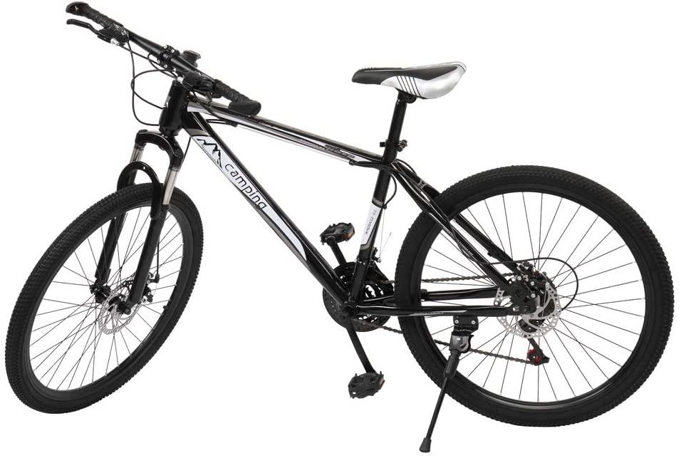 Mountain Bike for Adult and Teens, 21 Speed MTB Bike Carbon Steel Frame 24 Inches Wheels Outroad Bikes Double-Kill Disc Brake System (Black/White, 24 Inch Wheels)