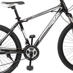 Mountain Bike for Adult and Teens, 21 Speed MTB Bike Carbon Steel Frame 24 Inches Wheels Outroad Bikes Double-Kill Disc Brake System (Black/White, 24 Inch Wheels)