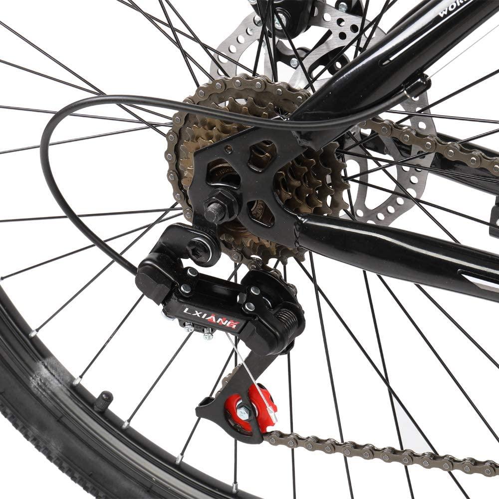 Mountain Bike for Adult and Teens, 21 Speed MTB Bike Carbon Steel Frame 24 Inches Wheels Outroad Bikes Double-Kill Disc Brake System (Black/White, 24 Inch Wheels)