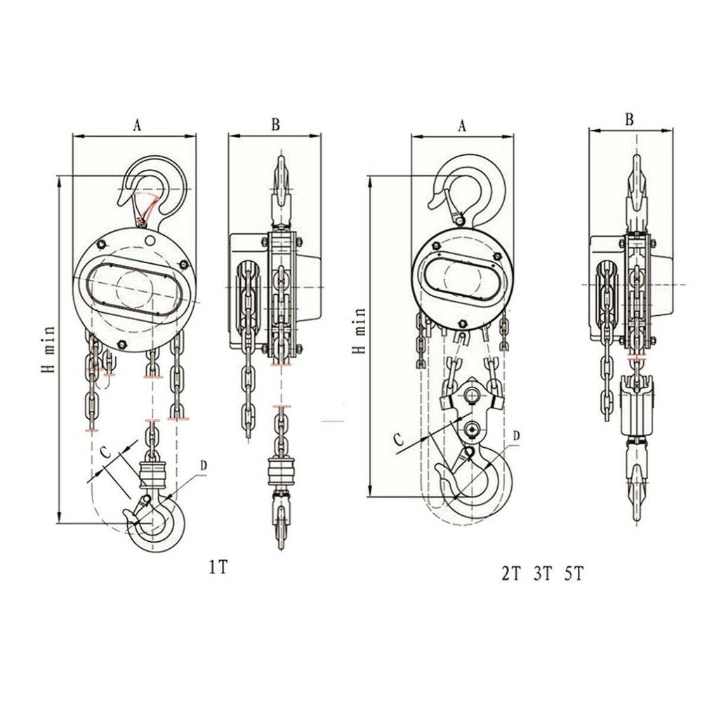 Hoist 1 Ton Hand Operated Manual Chain Pulley Puller Block T010 ECs