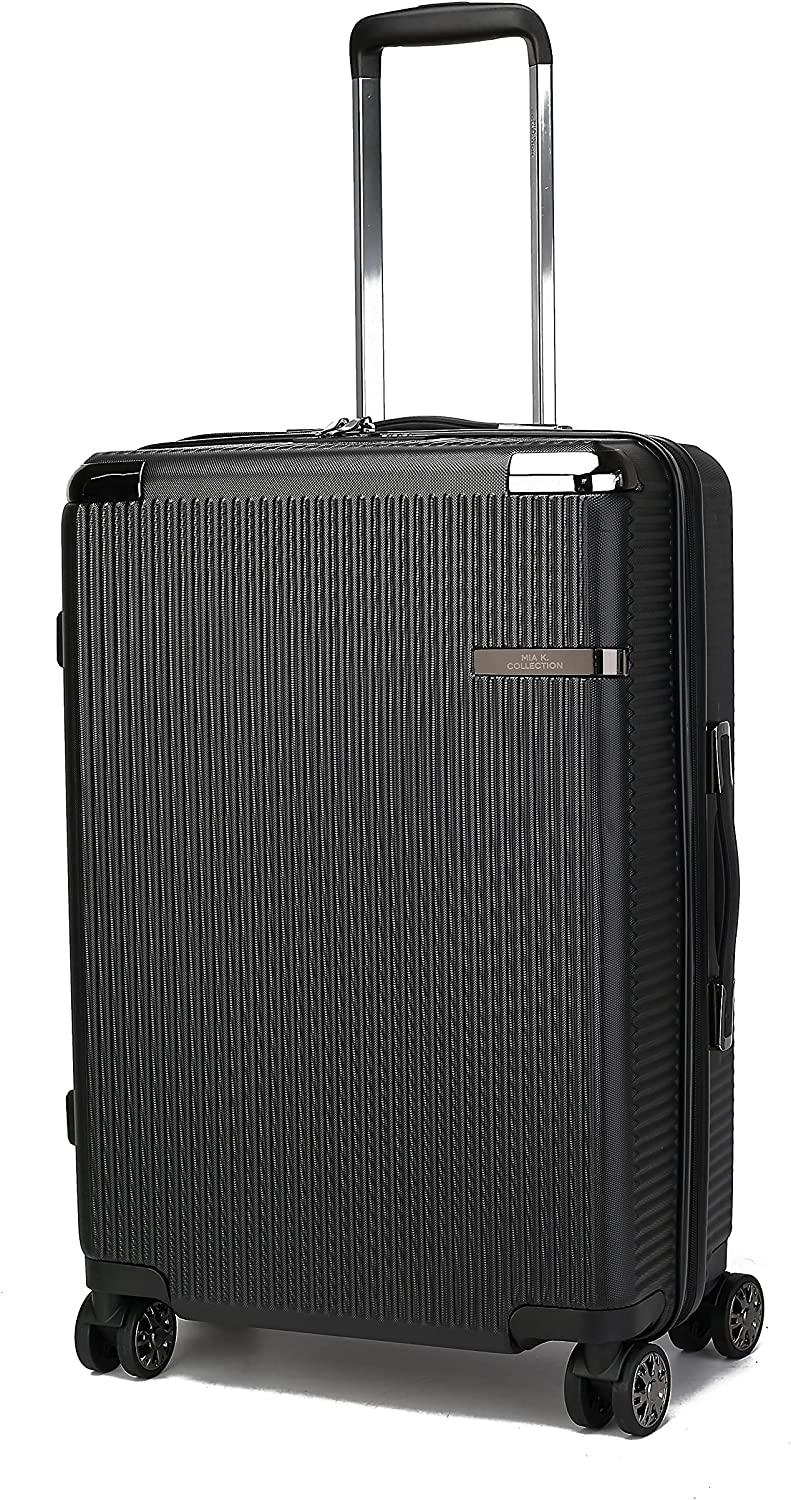 MKF Luggage collection – ed with a Polycarbonate Aluminum corner armor Fashion Travel Spinner Hardshell Lightweight Suitcase Black.