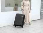 MKF Luggage collection – ed with a Polycarbonate Aluminum corner armor Fashion Travel Spinner Hardshell Lightweight Suitcase Black.