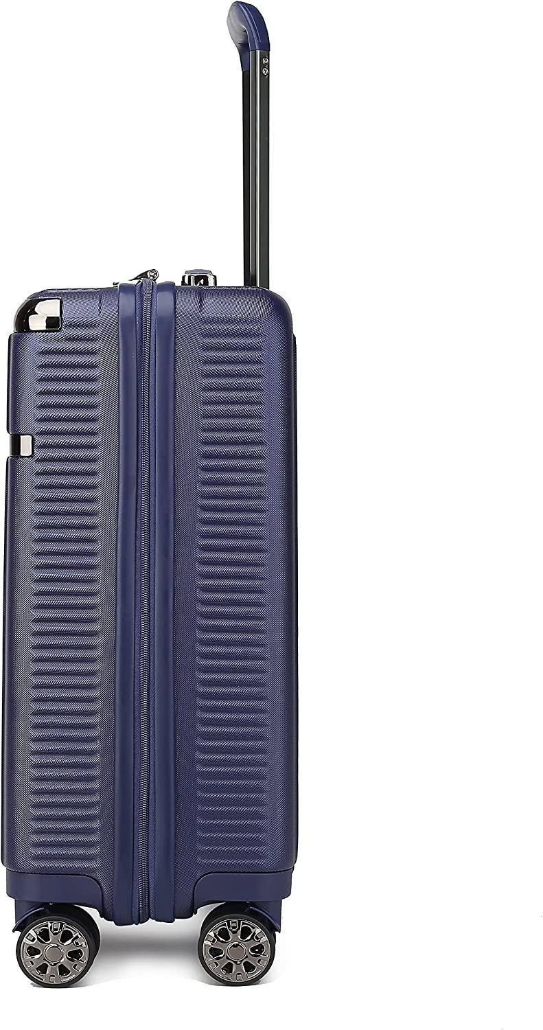 MKF Luggage collection – ed with a Polycarbonate Aluminum corner armor Fashion Travel Spinner Hardshell Lightweight Suitcase Black.