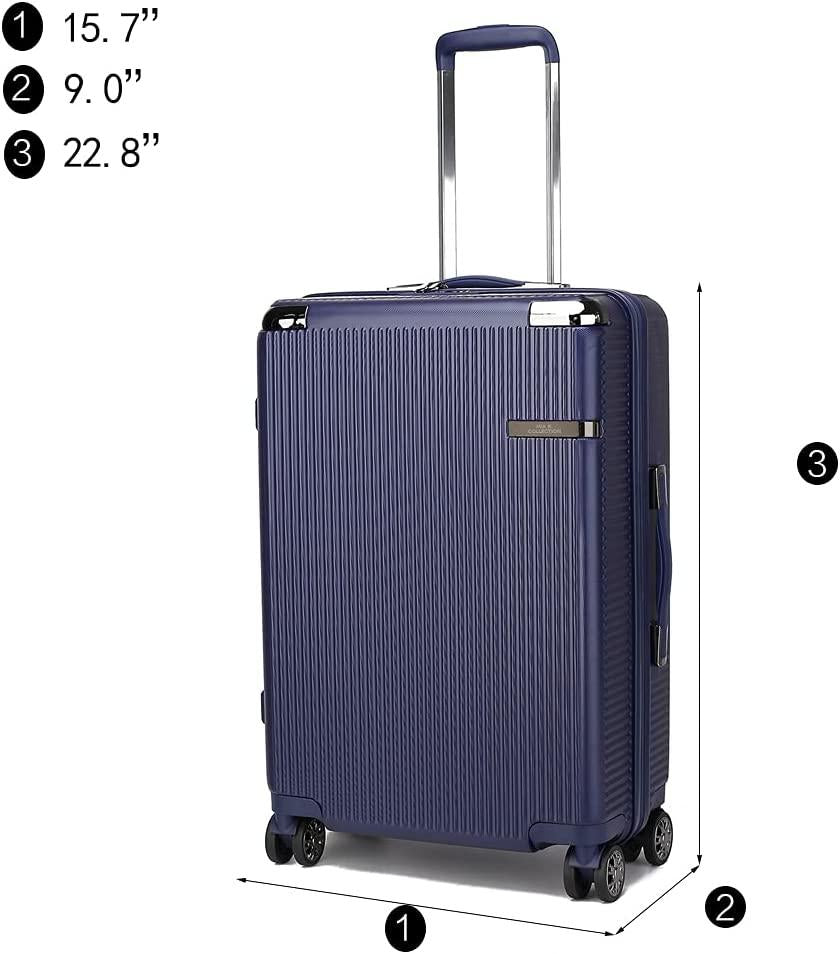 MKF Luggage collection – ed with a Polycarbonate Aluminum corner armor Fashion Travel Spinner Hardshell Lightweight Suitcase Black.