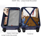 MKF Luggage collection – ed with a Polycarbonate Aluminum corner armor Fashion Travel Spinner Hardshell Lightweight Suitcase Black.