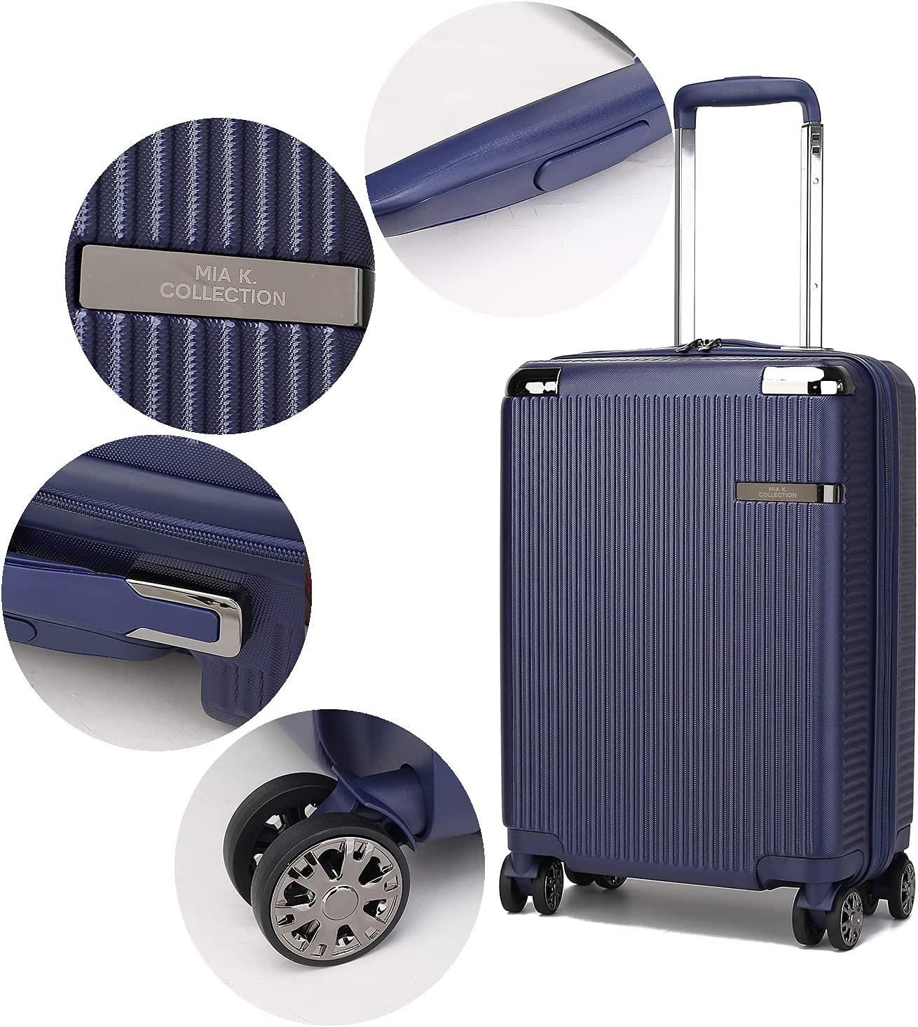 MKF Luggage collection – ed with a Polycarbonate Aluminum corner armor Fashion Travel Spinner Hardshell Lightweight Suitcase Black.