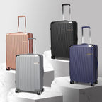 MKF Luggage collection – ed with a Polycarbonate Aluminum corner armor Fashion Travel Spinner Hardshell Lightweight Suitcase Black.