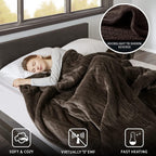 SWJYH - BR54-0388 Heated Microlight to Berber Elect Electric Blanket with Two 20 Heat Level Setting Controllers, King: 90x100, Chocolate
