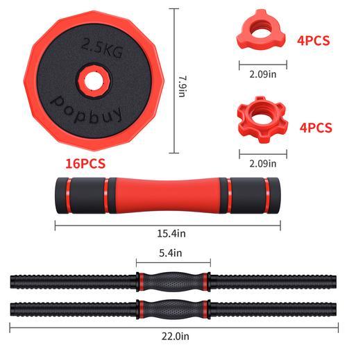 A Pair of Exercise Dumbbells Set,Dumbbell Weight Set Adjustable Weight Barbell Dumbbells Strength Training Equipment Barbell for Home Gym閿44 LBS*2閿
