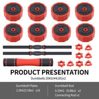 A Pair of Exercise Dumbbells Set,Dumbbell Weight Set Adjustable Weight Barbell Dumbbells Strength Training Equipment Barbell for Home Gym閿44 LBS*2閿