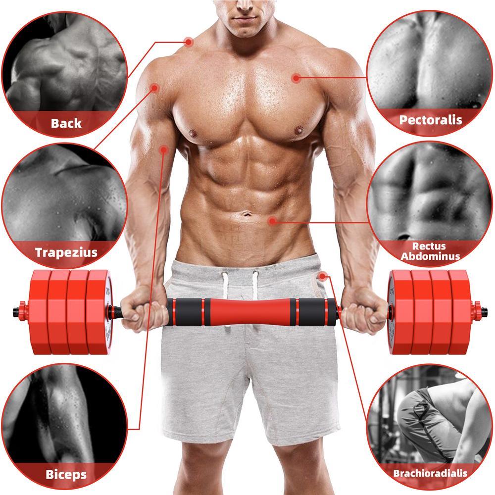 A Pair of Exercise Dumbbells Set,Dumbbell Weight Set Adjustable Weight Barbell Dumbbells Strength Training Equipment Barbell for Home Gym閿44 LBS*2閿