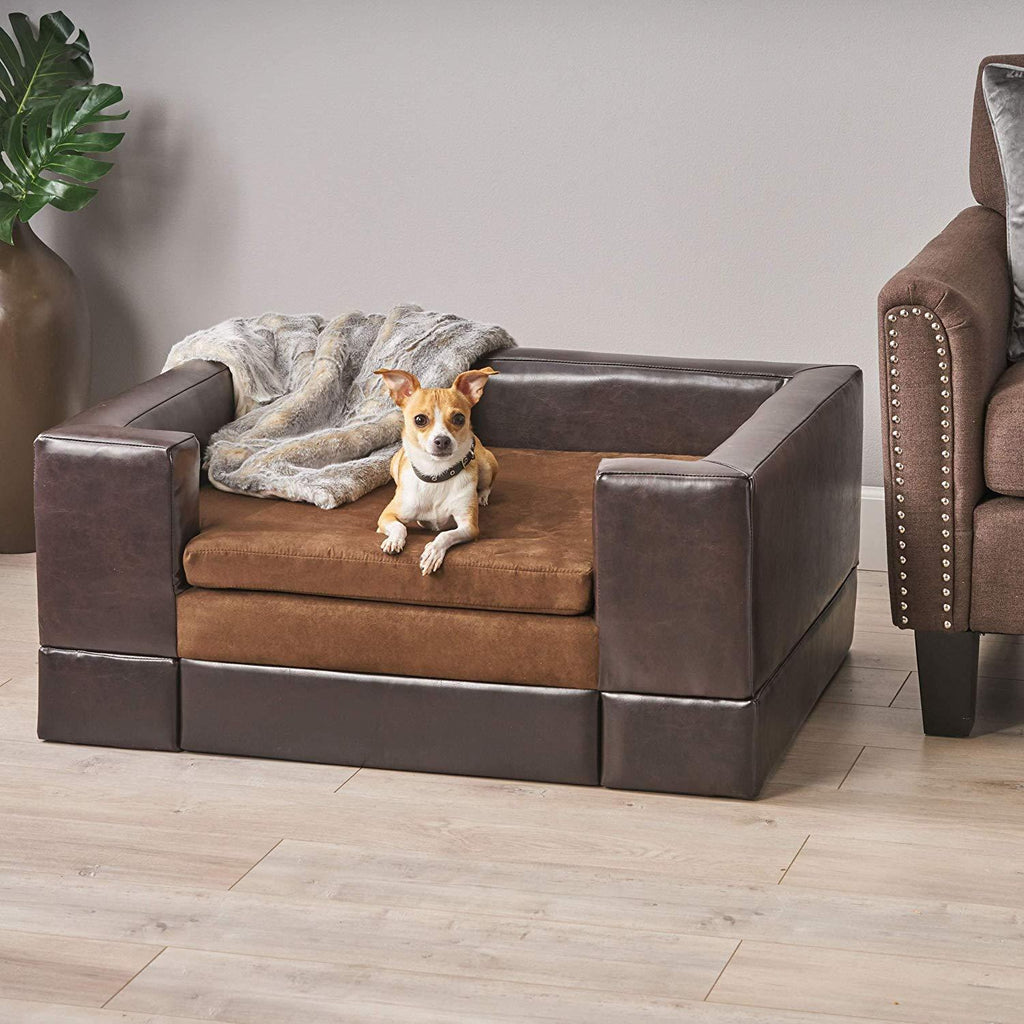 Christopher Knight Home Rover LarChocolate Brown Leather Pet Sofa Bed, 37.75 x 30.70