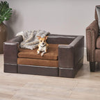 Christopher Knight Home Rover LarChocolate Brown Leather Pet Sofa Bed, 37.75 x 30.70