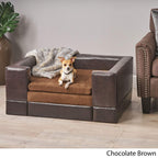 Christopher Knight Home Rover LarChocolate Brown Leather Pet Sofa Bed, 37.75 x 30.70