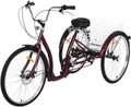 20/24/26 inch Adult Trikes 3 Wheeled Bike, Tricycles 3 Wheel 6/7 Speed Cruise Bike with LarSize Basket for Recreation, Shopping, Exercise Men's Women's Bike