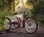 20/24/26 inch Adult Trikes 3 Wheeled Bike, Tricycles 3 Wheel 6/7 Speed Cruise Bike with LarSize Basket for Recreation, Shopping, Exercise Men's Women's Bike