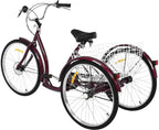 20/24/26 inch Adult Trikes 3 Wheeled Bike, Tricycles 3 Wheel 6/7 Speed Cruise Bike with LarSize Basket for Recreation, Shopping, Exercise Men's Women's Bike