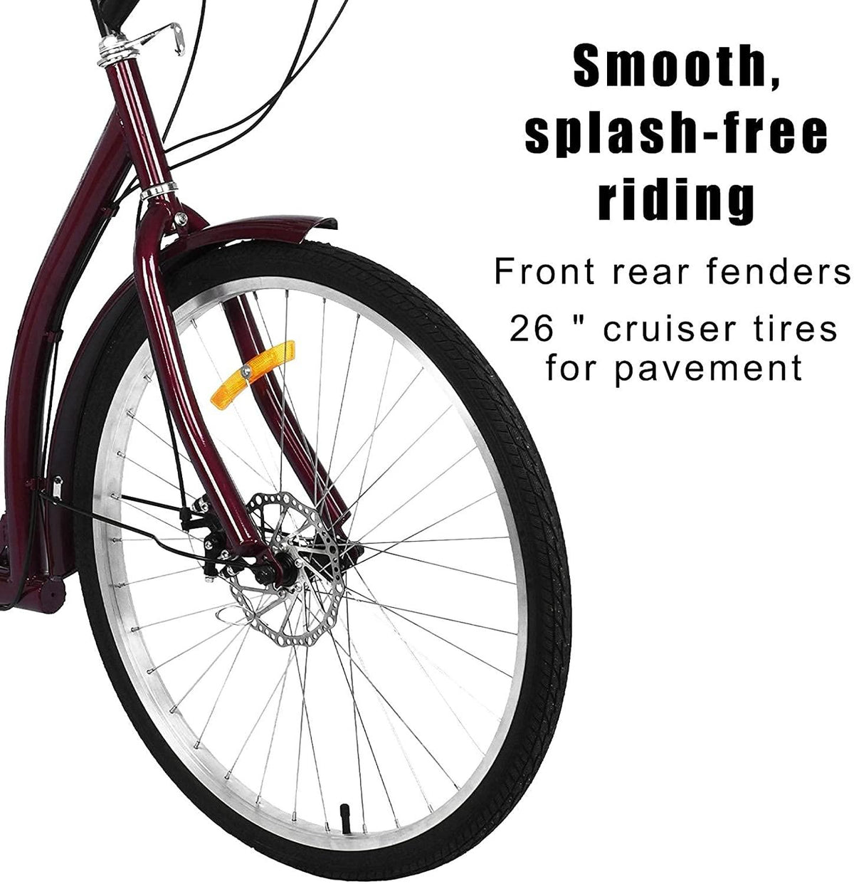 20/24/26 inch Adult Trikes 3 Wheeled Bike, Tricycles 3 Wheel 6/7 Speed Cruise Bike with LarSize Basket for Recreation, Shopping, Exercise Men's Women's Bike