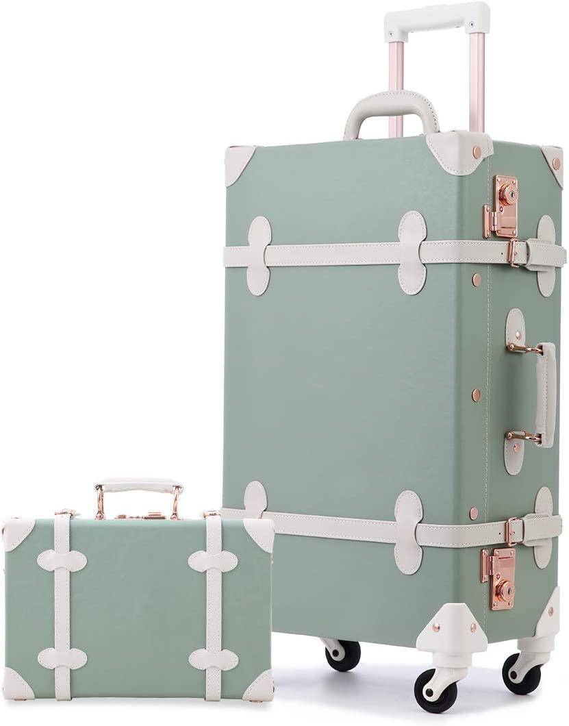 2 Piece  Luggage Set 26inch Trolley Suitcase 12inch PU Leather Handbag with TSA Lock (Matcha Green)