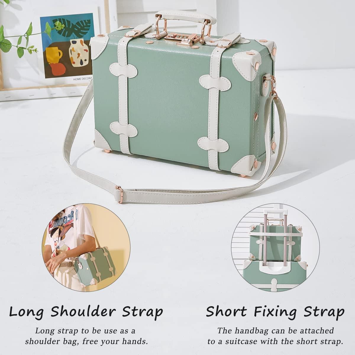 2 Piece  Luggage Set 26inch Trolley Suitcase 12inch PU Leather Handbag with TSA Lock (Matcha Green)