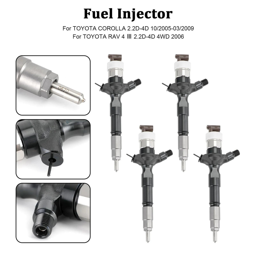 2006 Toyota RAV 4PCS 2.2D-4D 4WD 4PCS Fuel Injectors 23670-0R020 095000-6041 095000-6042 Generic